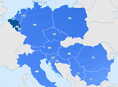 Europakarte neue Niederlassung Belgien