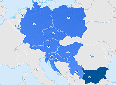Europakarte neue Niederlassung Bulgarien