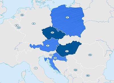 Europakarte neue Niederlassungen Tschechien und Ungarn